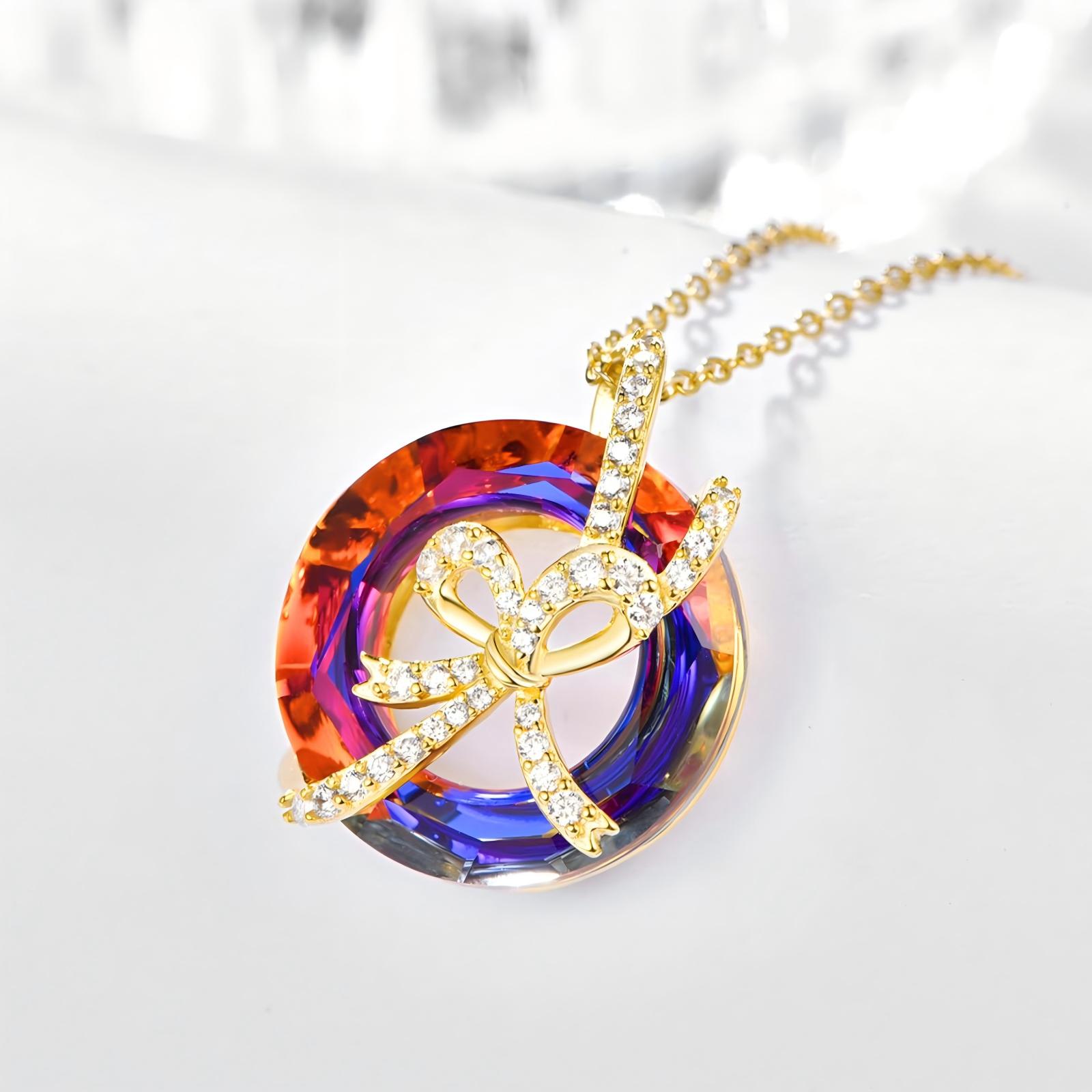 Women's Sterling Silver Golden Bowknot Pendant Necklace